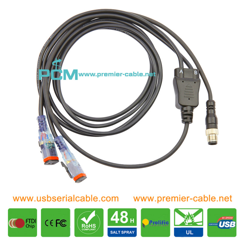 Automotive Electrical M12 to DT06 Splitter Sensor Actuator Cable Automotive Electrical M12 to DT06 Splitter Sensor Actuator Cable