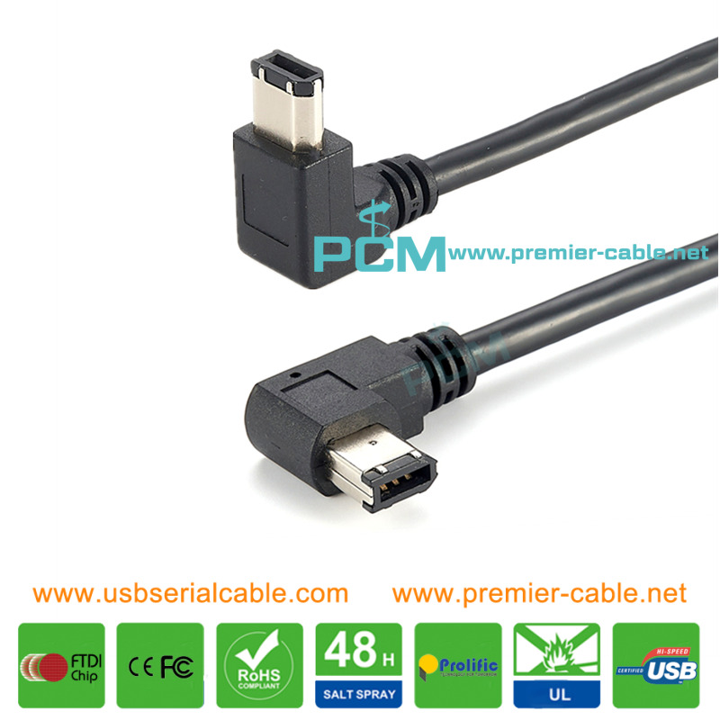 IEEE1394 FireWire 400 6Pin Up to Right Angle Cable
