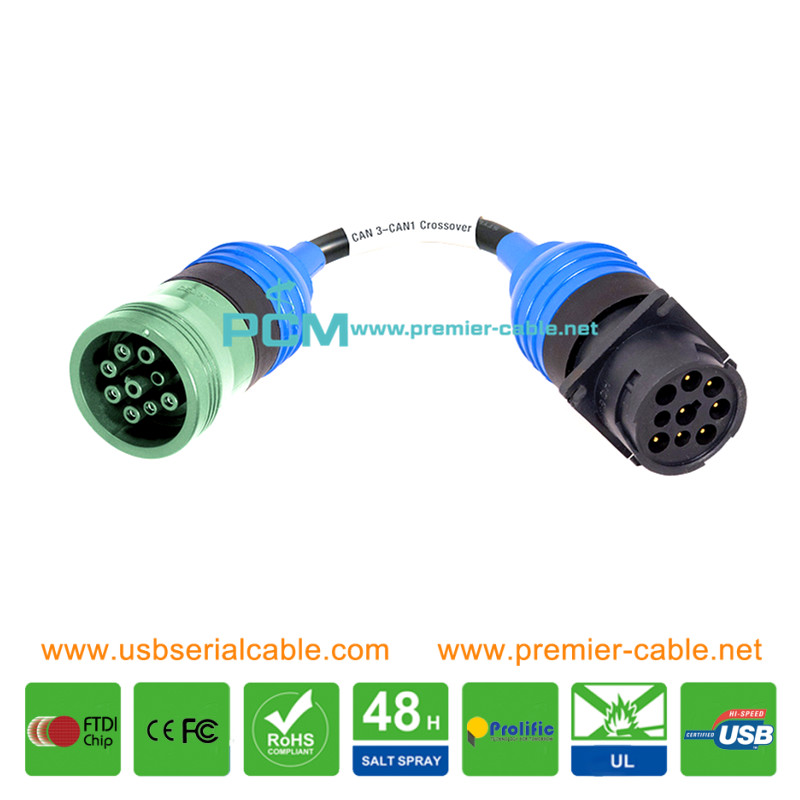 J1939 CAN3 to CAN1 Diagnostic ELD Crossover Cable J1939 CAN3 to CAN1 Diagnostic ELD Crossover Cable