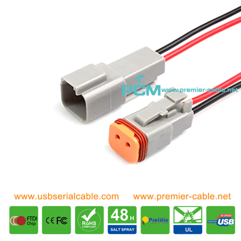 Deutsch DT06-2S DT-Series Semi Stripped Pigtail Cable Deutsch DT06-2S DT-Series Semi Stripped Pigtail Cable