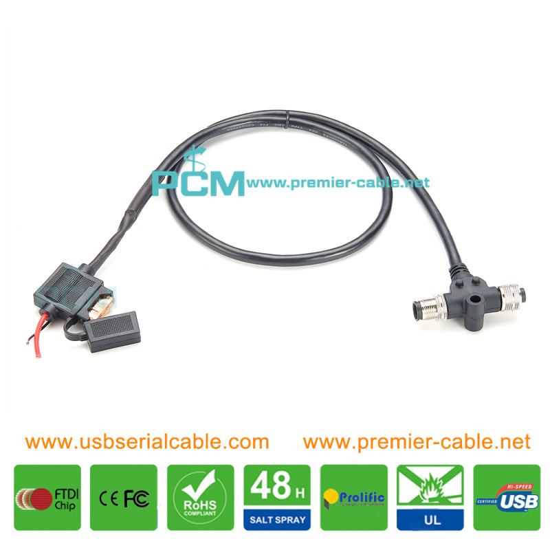 NMEA2000 M12 Tee Power Cable With Fuse
