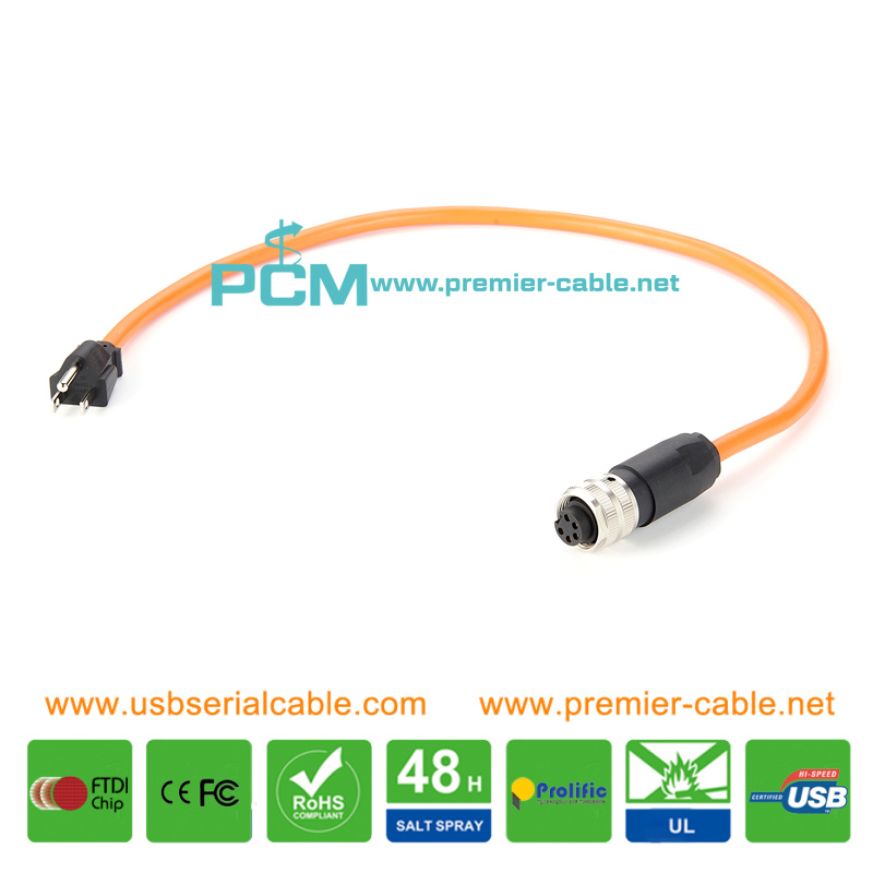 NEMA 5-15P to 7/8 Mini-C Marine Power Cable