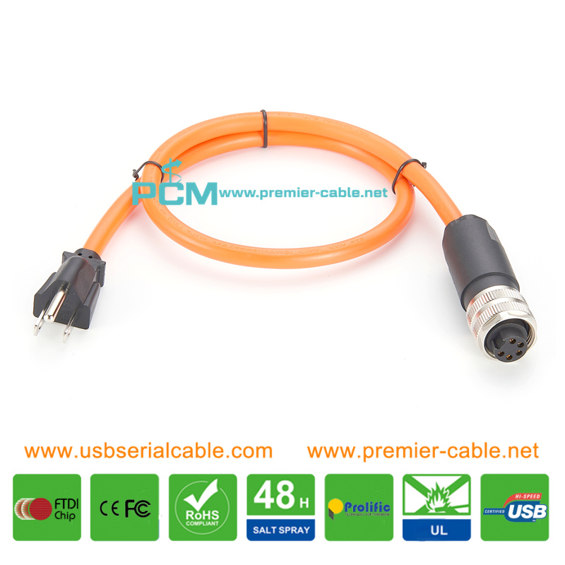 NEMA 5-15P to Mini Change DeviceNet Electronic Power Cable