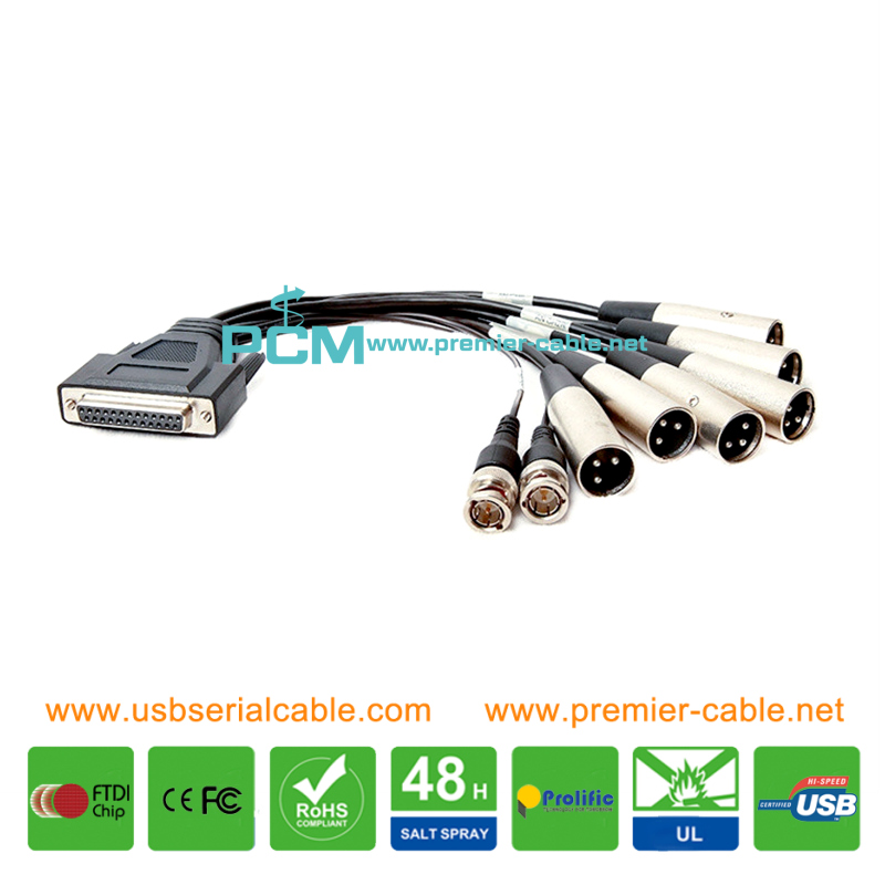 AES-EBU SPDIF Tascam DB25 to XLR BNC Snake Breakout Cable
