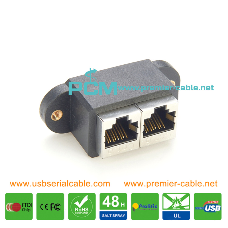 Direct Screwing RJ45 Female to Female Feed Thru Bulkhead Coupler Direct Screwing RJ45 Female to Female Feed Thru Bulkhead Coupler