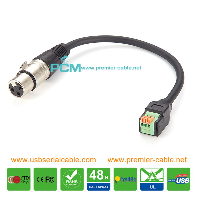 XLR Microphone Plug to Solderless Terminal Block Cable