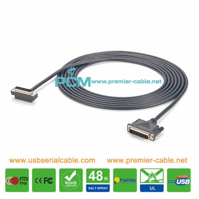 Low Profile Null Modem DB25 to DB25 Cable