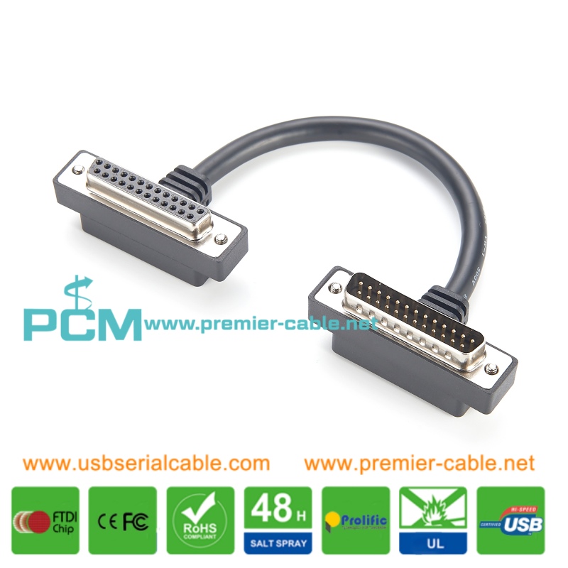 90 Degree DB25 to DB25 RS232 Serial Cable
