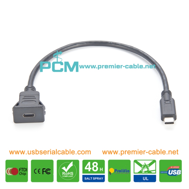 USB 3.1 Type C Snap-in Bulkhead Cable