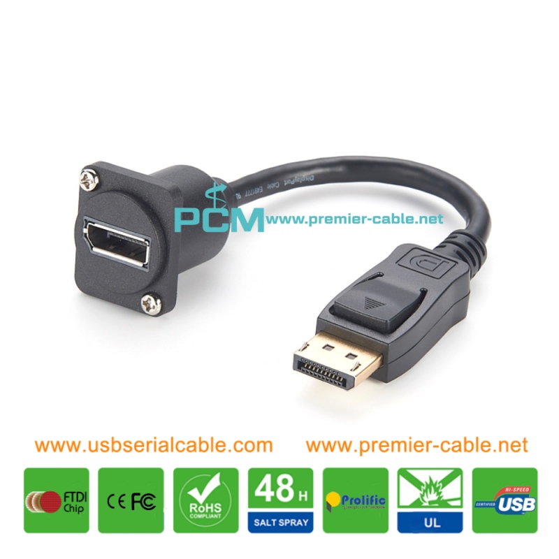 D-Type DisplayPort DP Panel Mount Cable