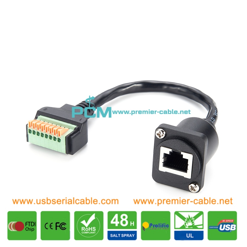 D-Type RJ45 8P8C to Terminal Block Modular Cable