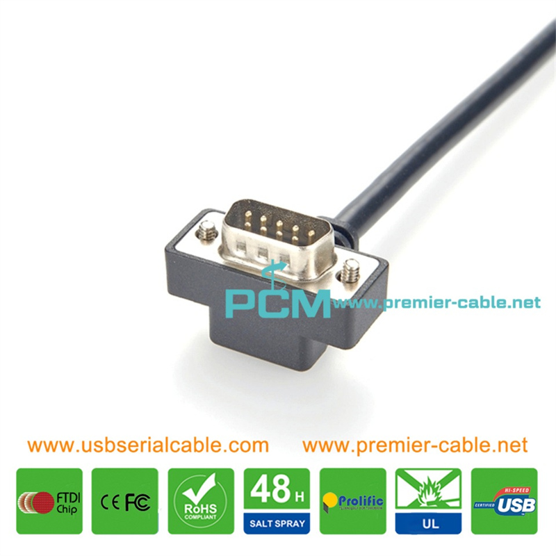 Slim Low Profile UP Angle DB9 Male 5 Pin Down Side Cable Slim Low Profile UP Angle DB9 Male 5 Pin Down Side Cable