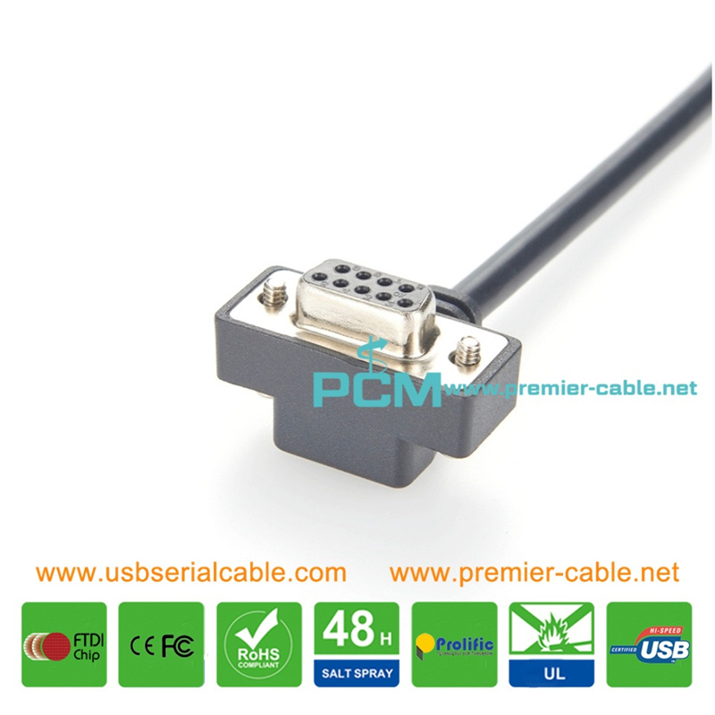Slim Low Profile UP Angle DB9 Female 5 Pin Up Side Cable