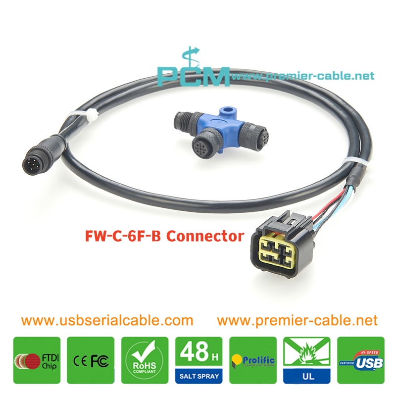 NMEA2000 Honda Engine 6Pin FW-C-6F-B Cable with Tee NMEA2000 Honda Engine 6Pin FW-C-6F-B Cable with Tee