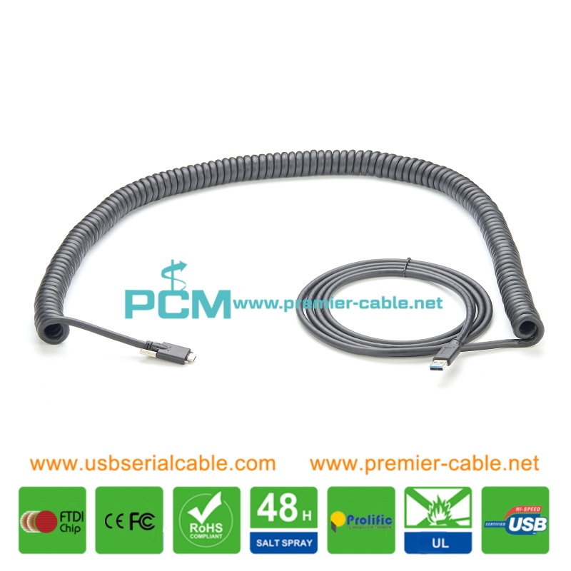 USB3.1 Type C to Type A Signal Booster Active Spring Cable