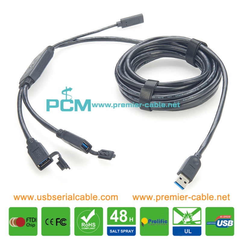 5m USB3.0 Type A Active Repeater Cable with Power