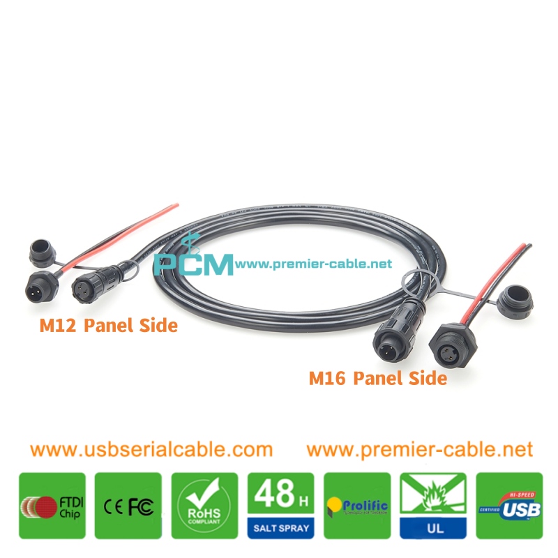M12 M16 Waterproof LED Driver Power Extension Cable