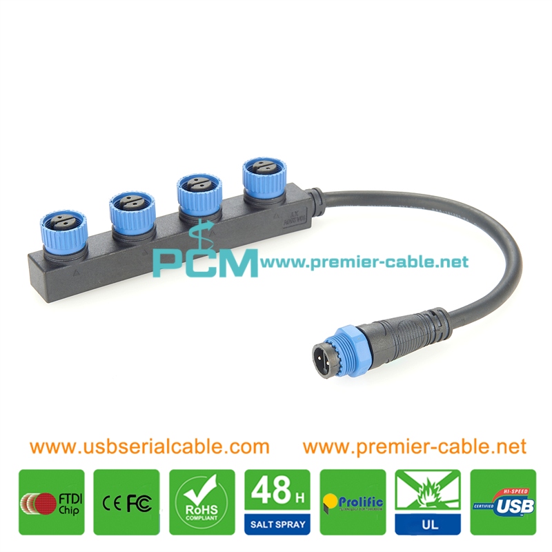 IP67 M15 4 Ports Outdoor LED Street Light Cable IP67 M15 4 Ports Outdoor LED Street Light Cable