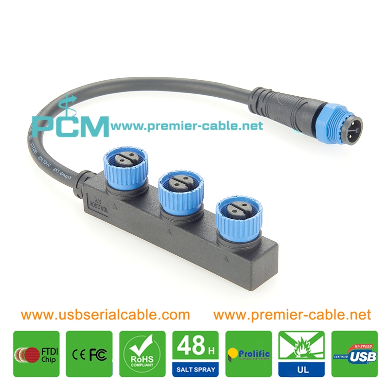 M15 F-Type 1 to 3 Ports LED Light Module IP68 Connector M15 F-Type 1 to 3 Ports LED Light Module IP68 Connector