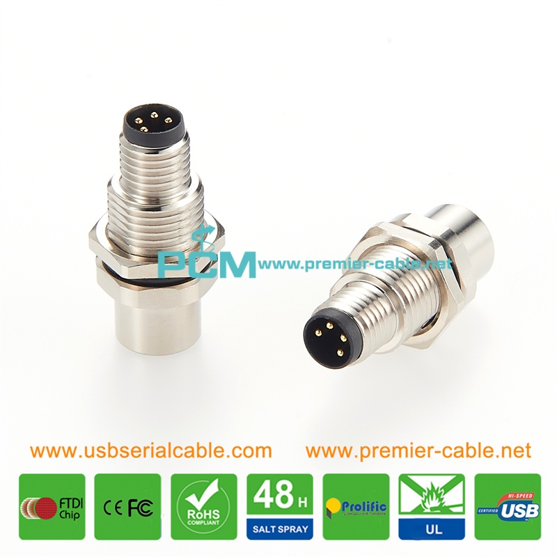 Ethernet bulkhead passthrough m8 4 pin connector